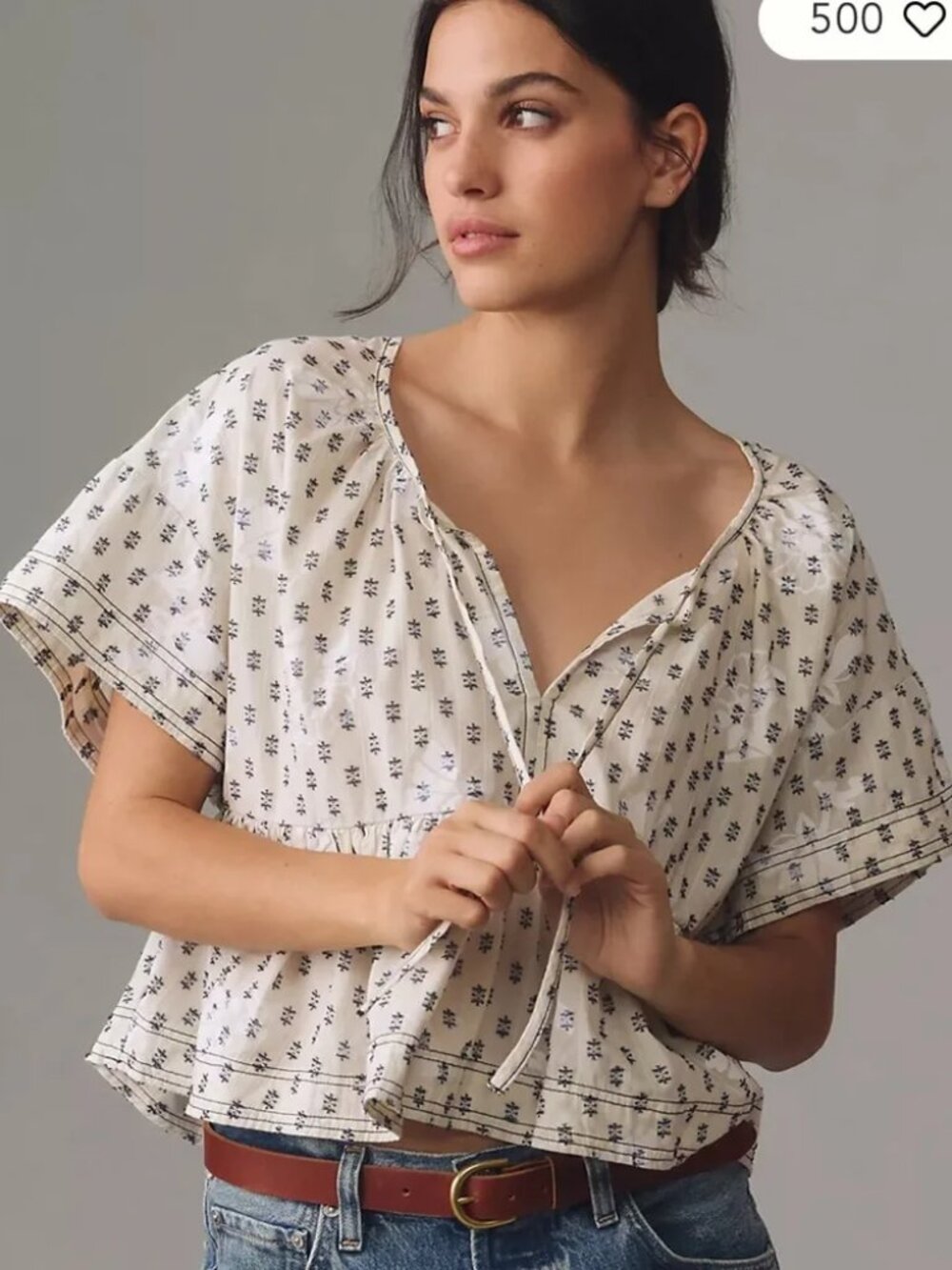 Pilcro Clip Dot Pullover Babydoll Top